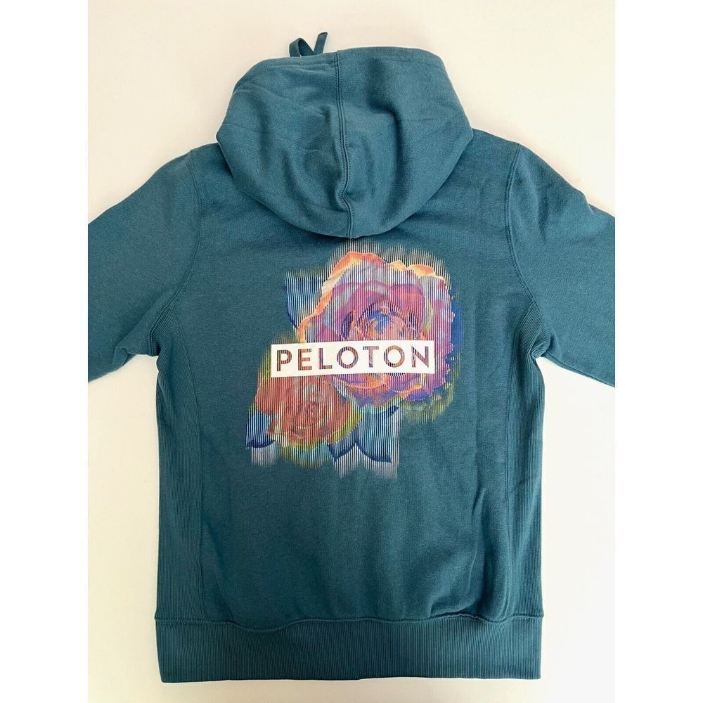 Peloton Aqua Sweatshirt Hoodie, Peloton Teal Zip Up Hoodie, Zip Sweaters K2 - Picture 4 of 7